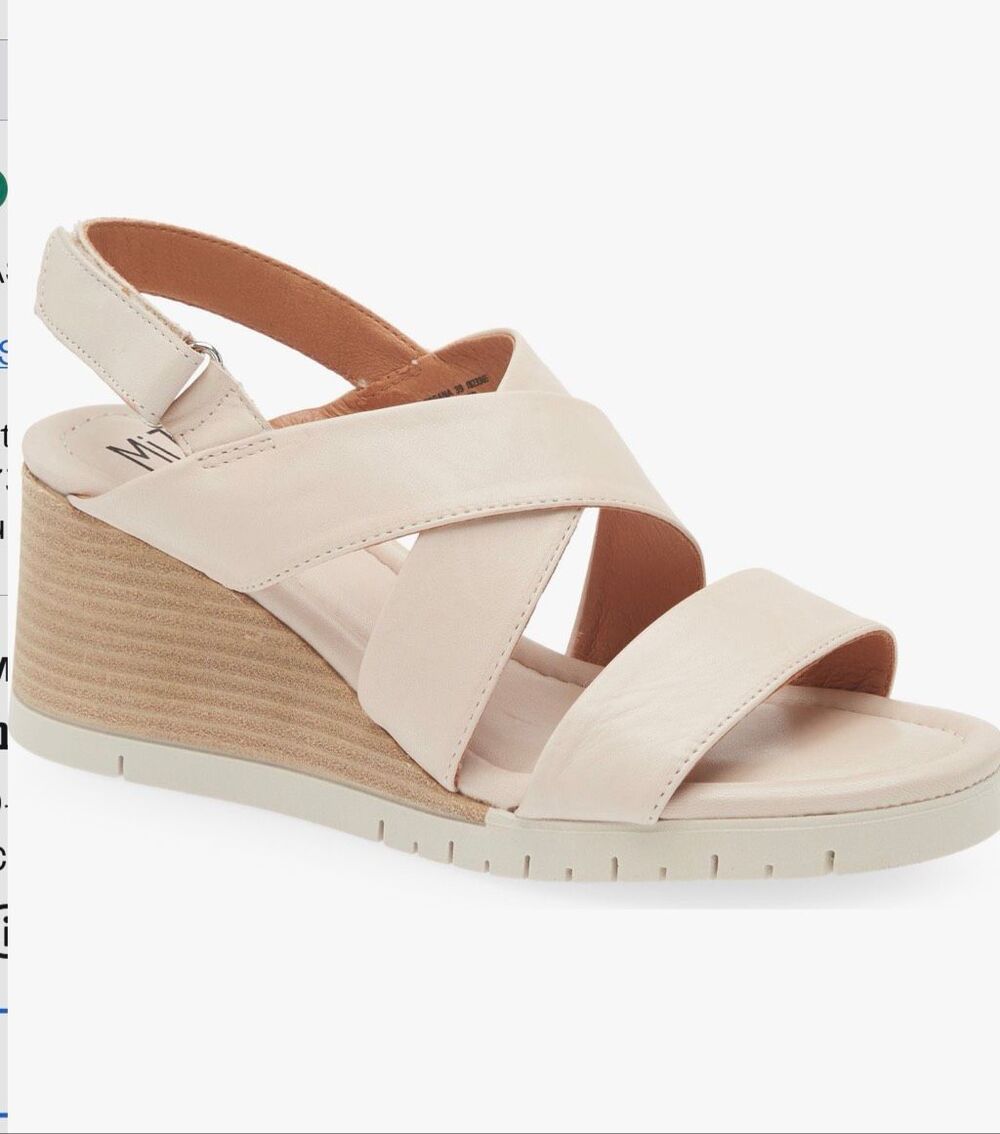 Miz Mooz Morgana wedge cream leather sandals in cream size 9-9.5/40EU NWB
